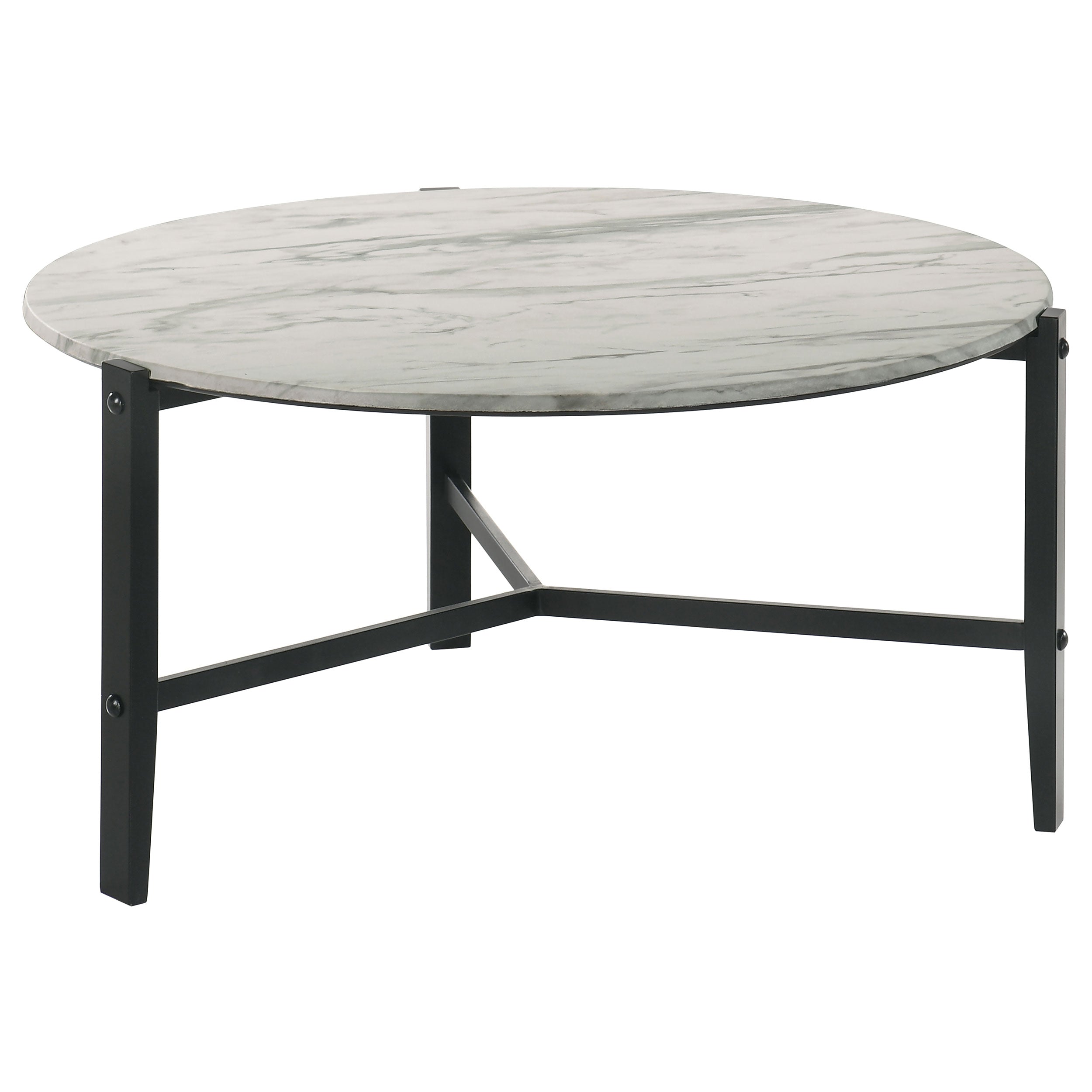 Orleans Furniture - Coaster - Tandi Round Faux Marble Coffee Table White and Black - 753538