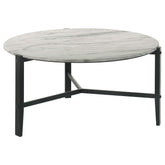 Orleans Furniture - Coaster - Tandi Round Faux Marble Coffee Table White and Black - 753538