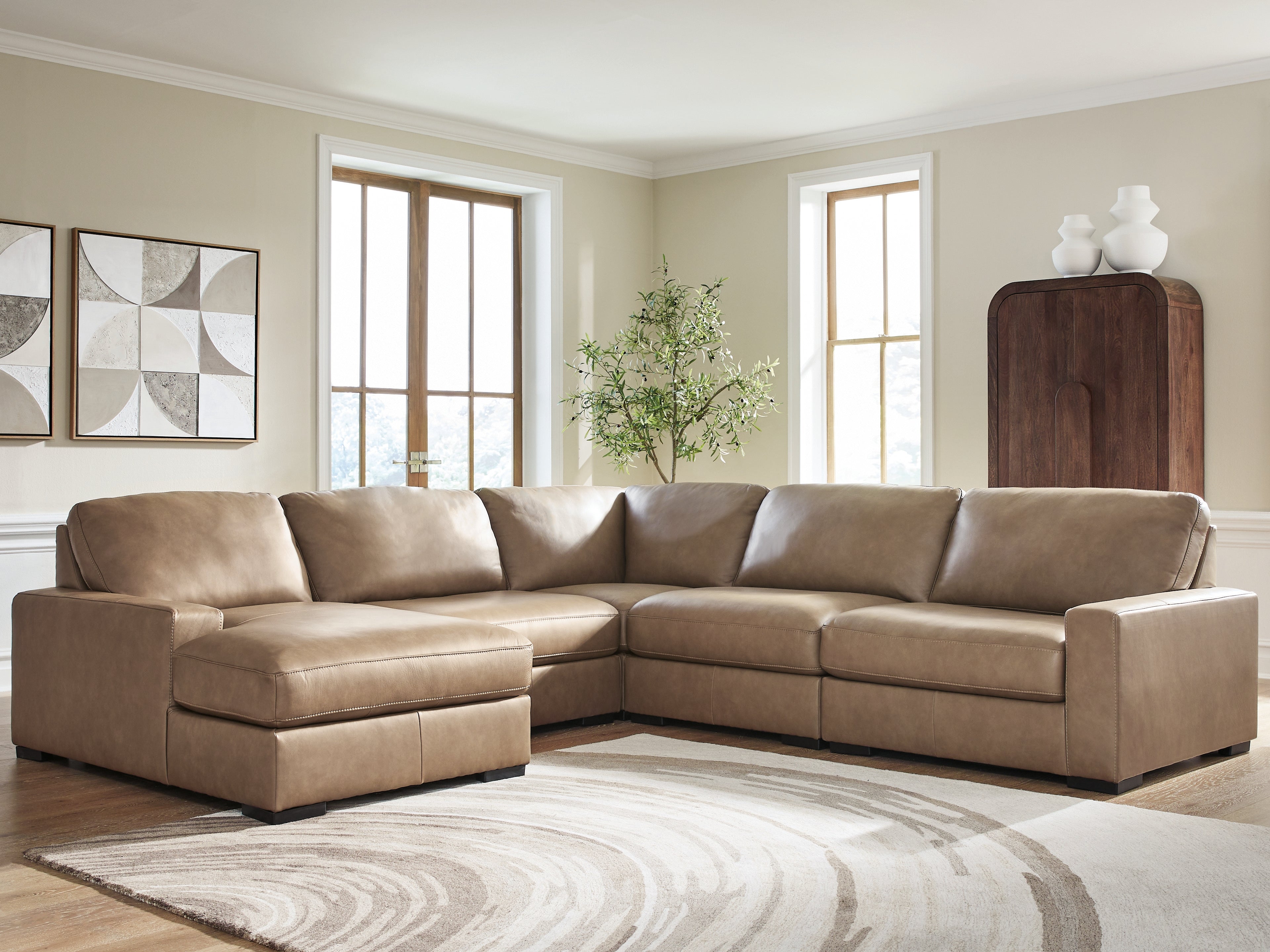 Orleans Furniture - Ashley Furniture - Veronella Sectional - RAF 5-Piece Sectional with Chaise / Sahara - 76106S12