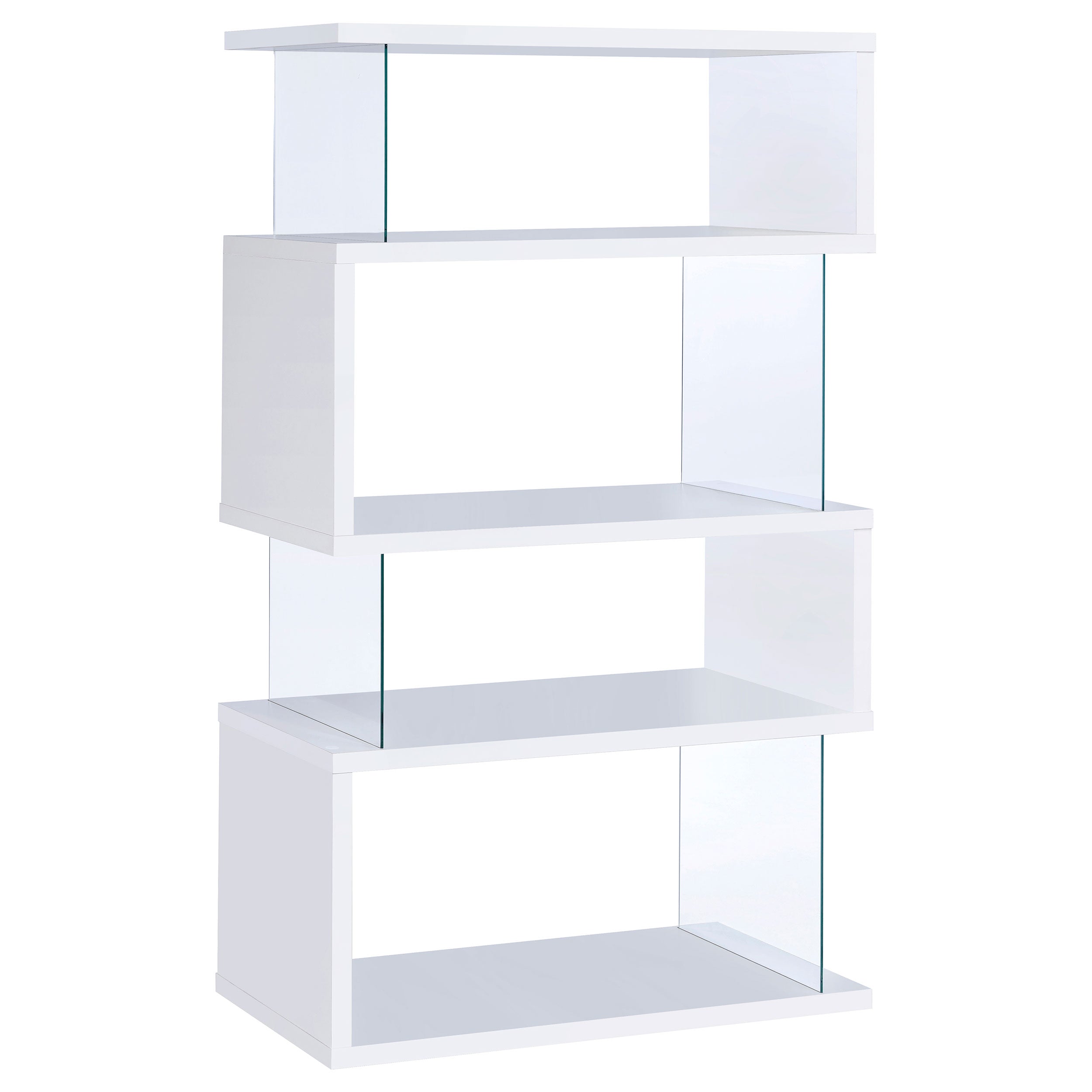 Orleans Furniture - Coaster - Emelle 63-inch 4-shelf Glass Panel Bookshelf White - 800300