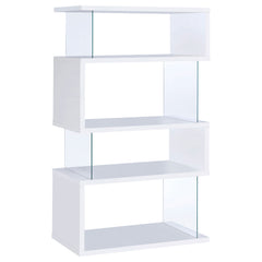 Orleans Furniture - Coaster - Emelle 63-inch 4-shelf Glass Panel Bookshelf White - 800300