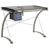 Orleans Furniture - Coaster - Melo 41-inch Glass Top Drafting Table with Storage Silver - 800986