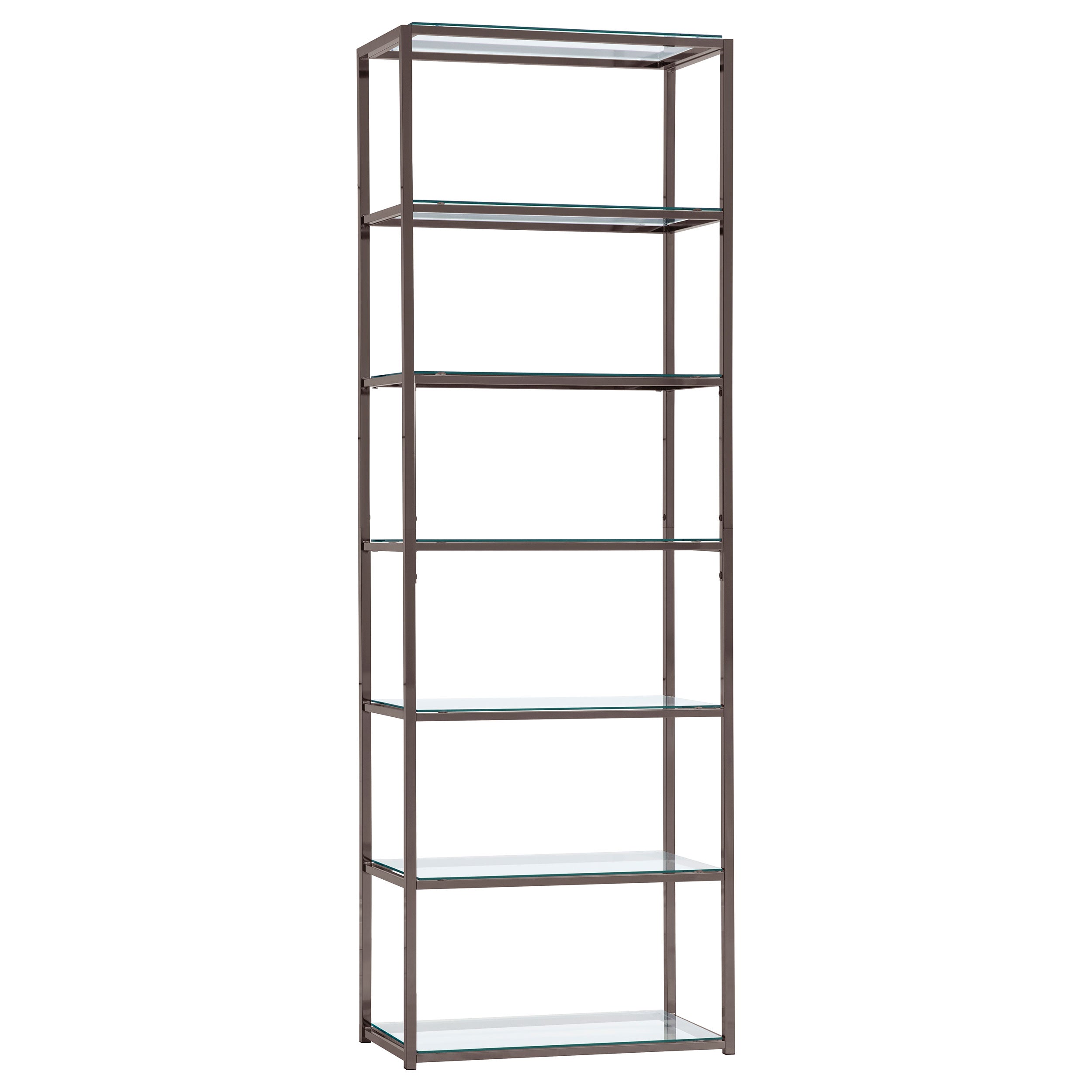 Orleans Furniture - Coaster - Kate 78-inch 5-shelf Glass Bookshelf Black Nickel - 801017