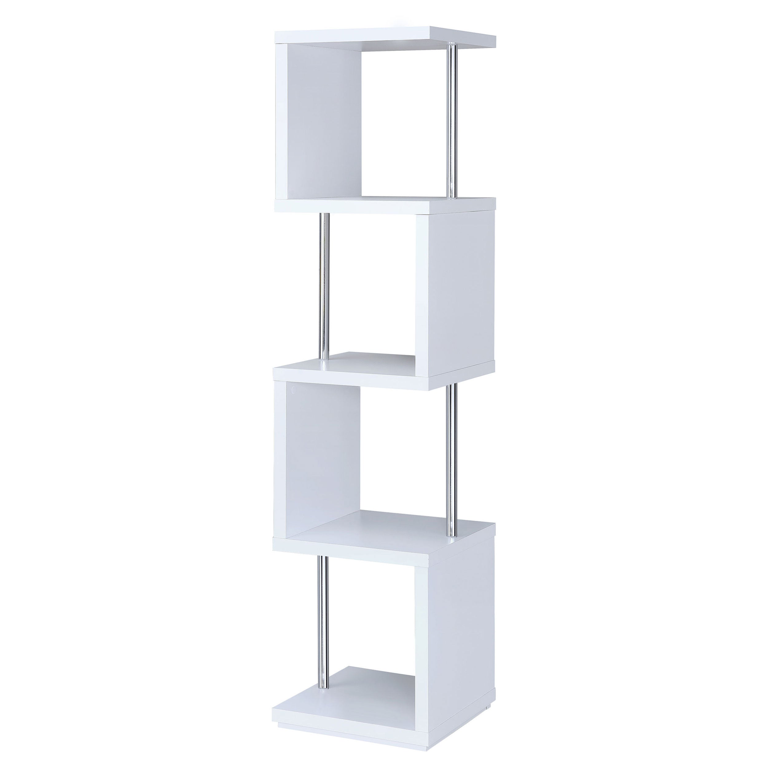 Orleans Furniture - Coaster - Baxter 67-inch 4-shelf Bookshelf White and Chrome - 801418