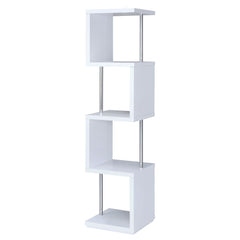 Orleans Furniture - Coaster - Baxter 67-inch 4-shelf Bookshelf White and Chrome - 801418