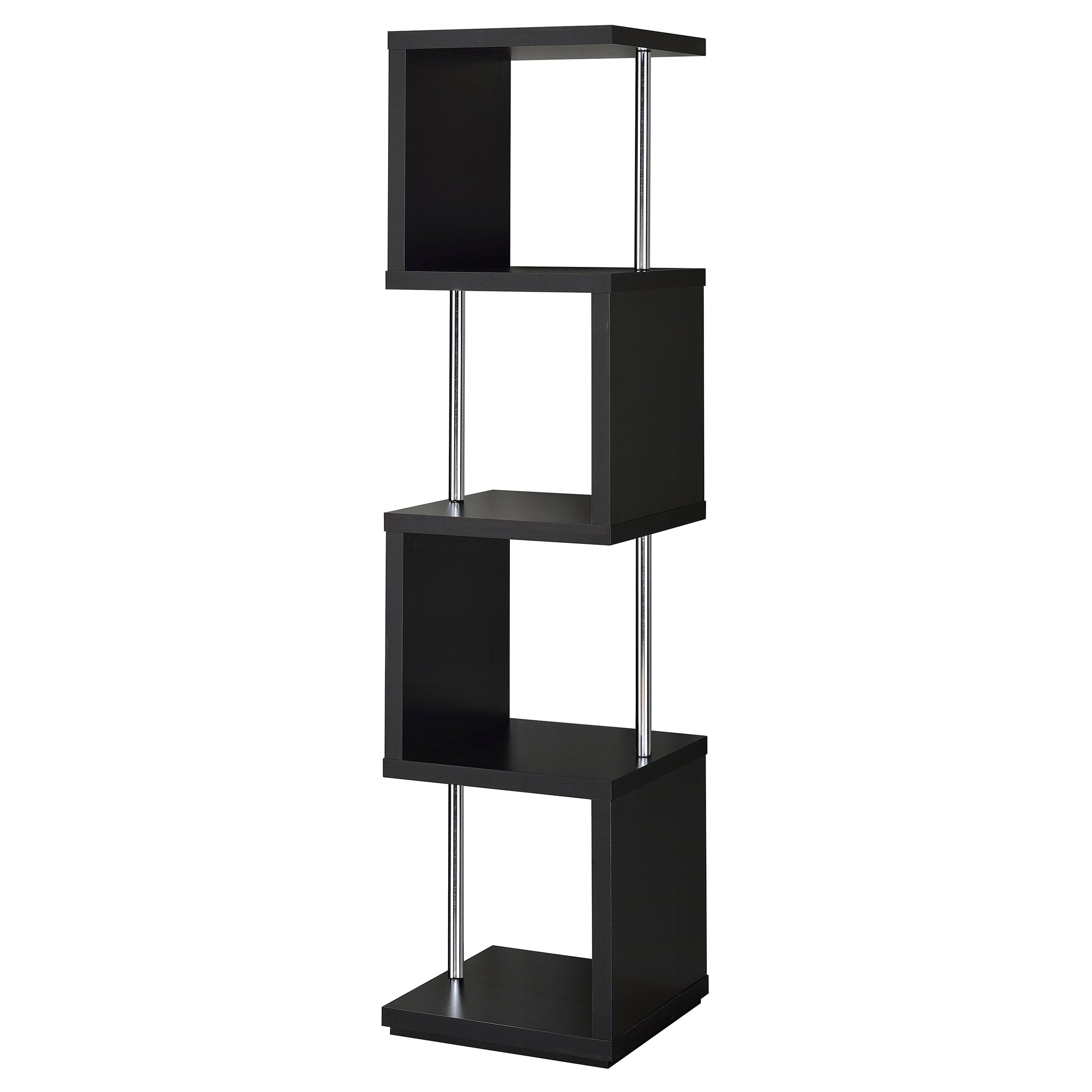Orleans Furniture - Coaster - Baxter 67-inch 4-shelf Bookshelf Black and Chrome - 801419