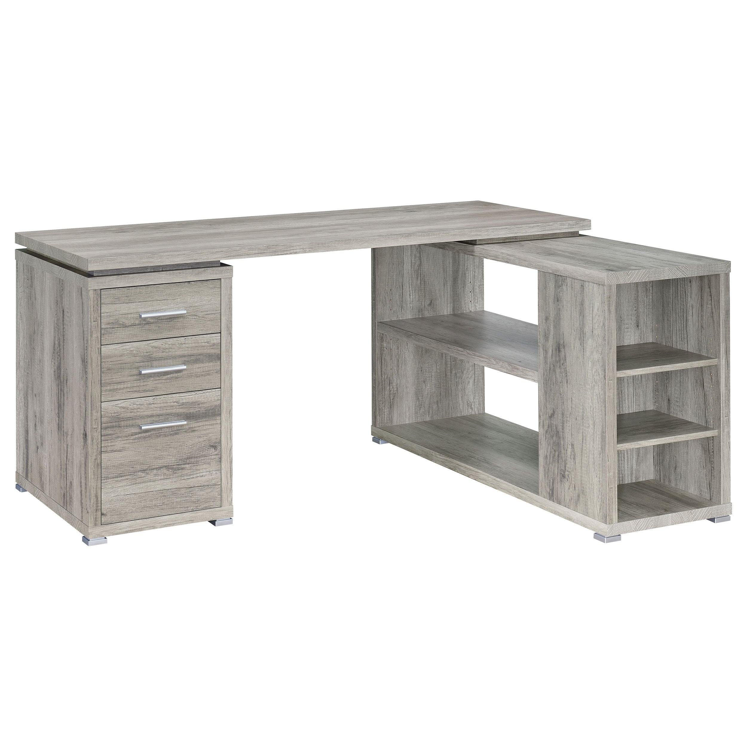 Orleans Furniture - Coaster - Yvette 60-inch 3-drawer L-Shape Computer Desk Grey Driftwood - 801516