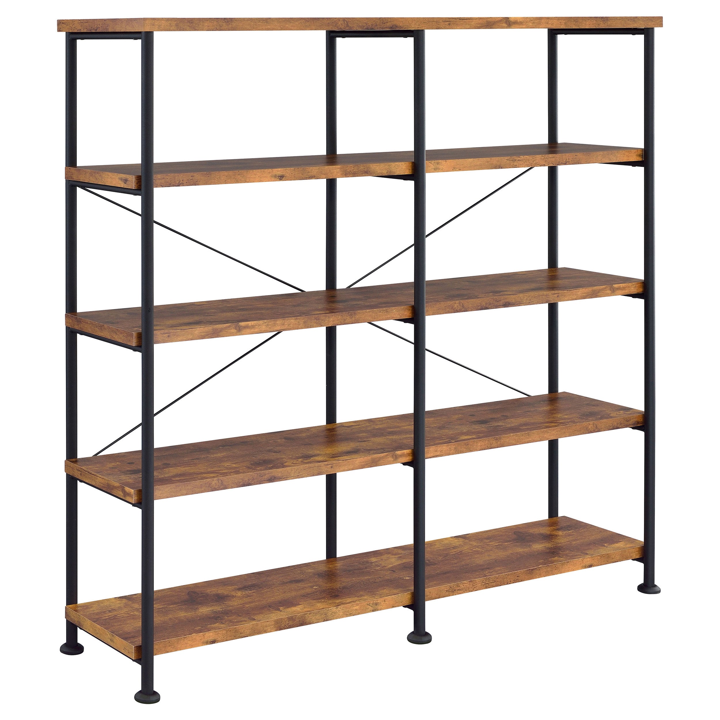 Orleans Furniture - Coaster - Analiese 63-inch 4-shelf Double Bookshelf Rustic Nutmeg - 801543