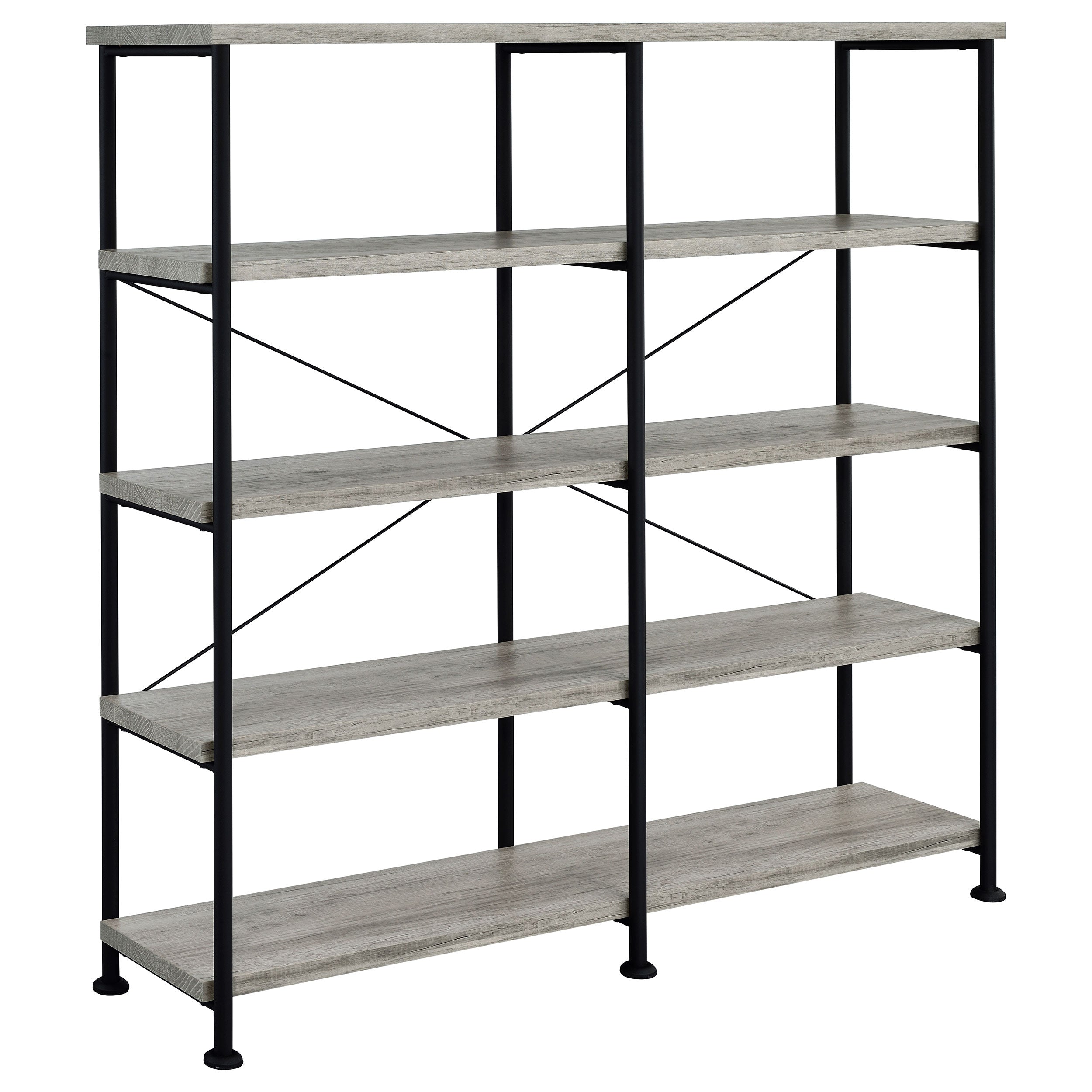 Orleans Furniture - Coaster - Analiese 63-inch 4-shelf Double Bookshelf Grey Driftwood - 801544
