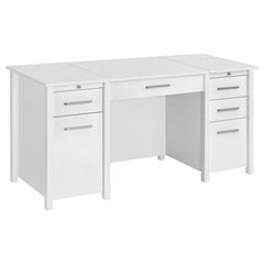 Orleans Furniture - Coaster - Dylan 60-inch 4-drawer Lift Top Office Desk White High Gloss - 801573
