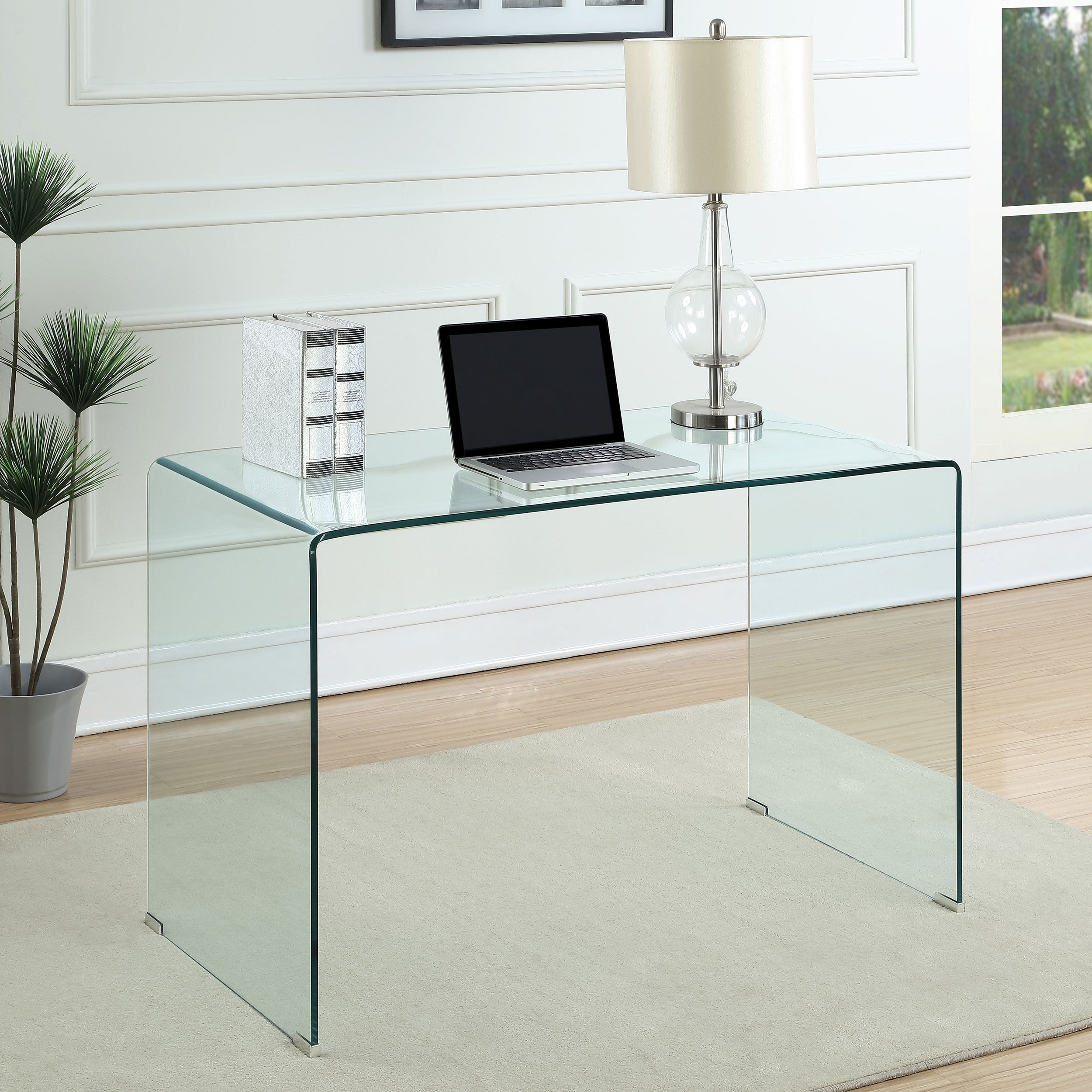 Orleans Furniture - Coaster - Ripley 47-inch Tempered Bent Glass Writing Desk Clear - 801581