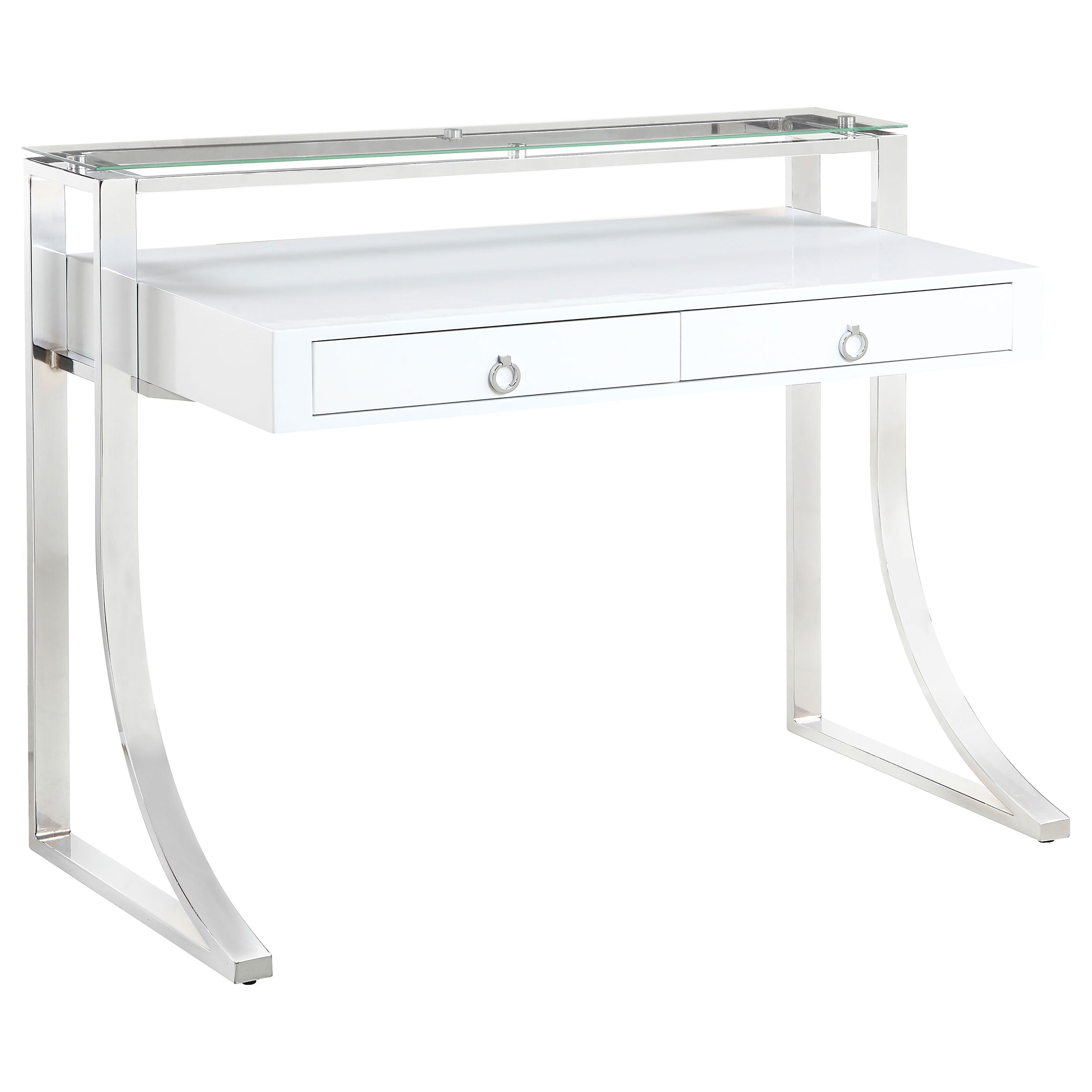 Orleans Furniture - Coaster - Gemma 48-inch 2-drawer Writing Desk White High Gloss - 802141