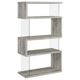 Orleans Furniture - Coaster - Emelle 63-inch 4-shelf Glass Panel Bookshelf Grey Driftwood - 802340