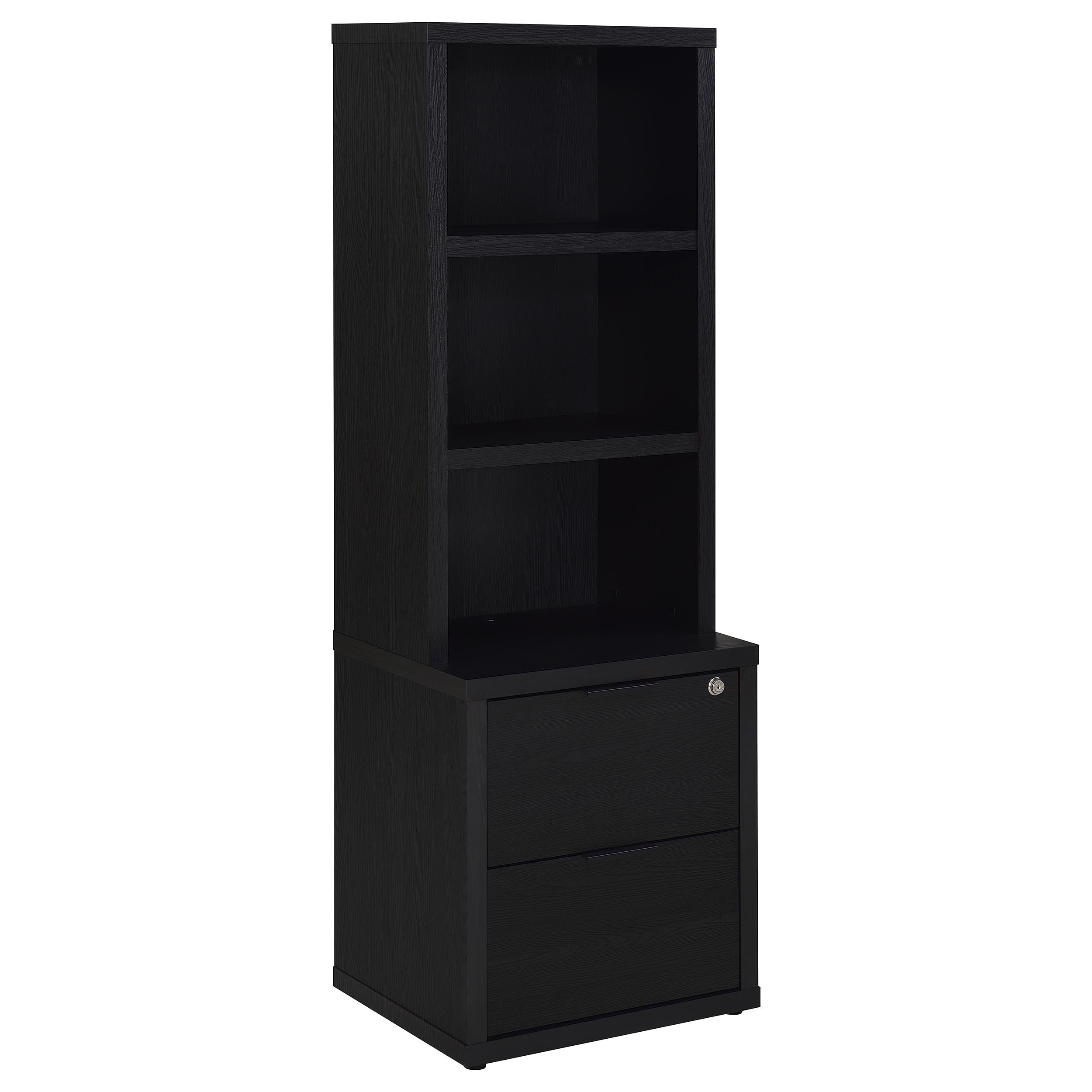Orleans Furniture - Coaster - Westpark 3-shelf Bookcase USB and Lockable Drawer Black - 802703