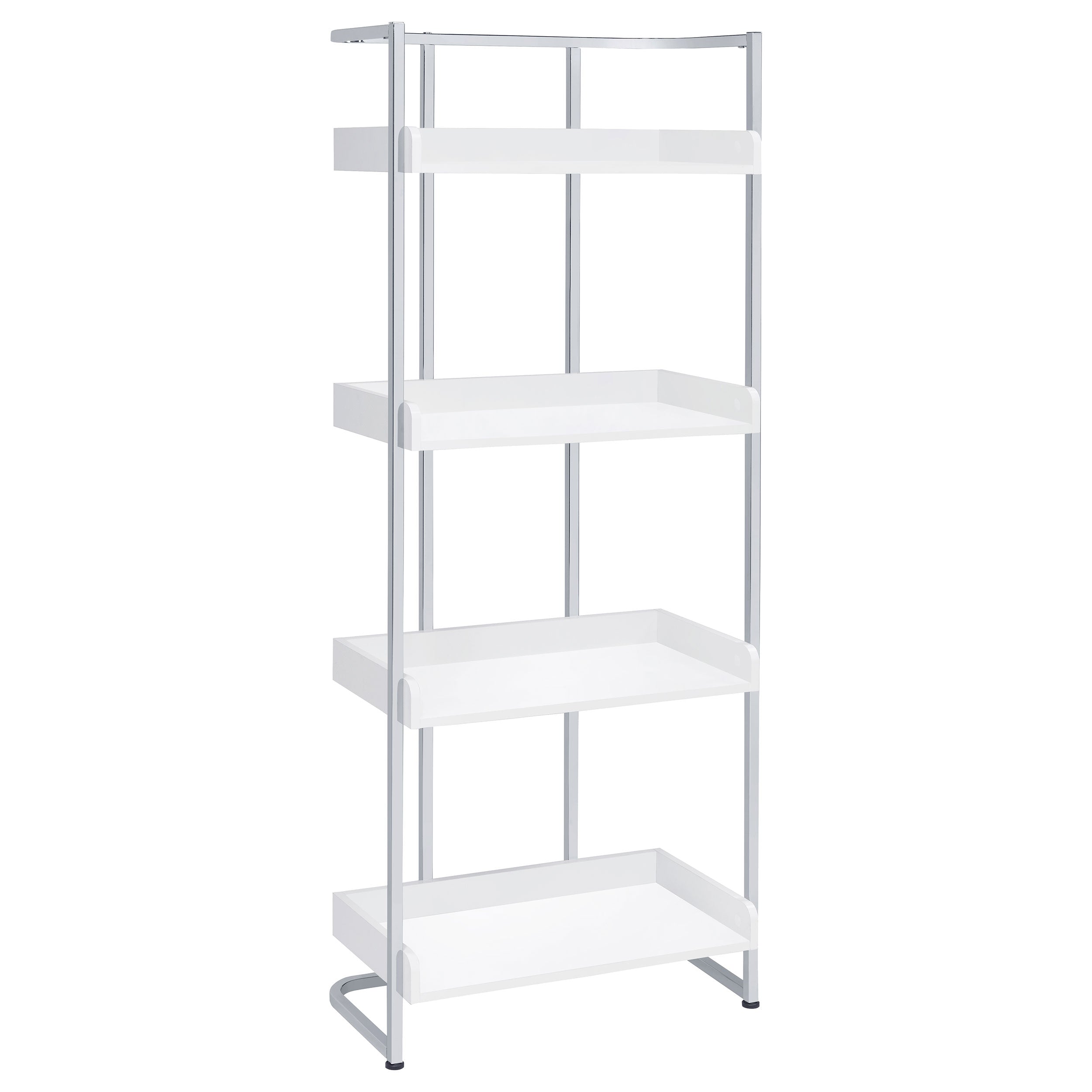 Orleans Furniture - Coaster - Ember 68-inch 4-shelf Bookshelf White High Gloss and Chrome - 803402