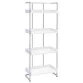 Orleans Furniture - Coaster - Ember 68-inch 4-shelf Bookshelf White High Gloss and Chrome - 803402