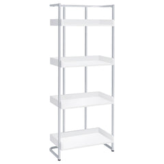Orleans Furniture - Coaster - Ember 68-inch 4-shelf Bookshelf White High Gloss and Chrome - 803402