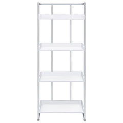 Ember 68-inch 4-shelf Bookshelf White High Gloss and Chrome