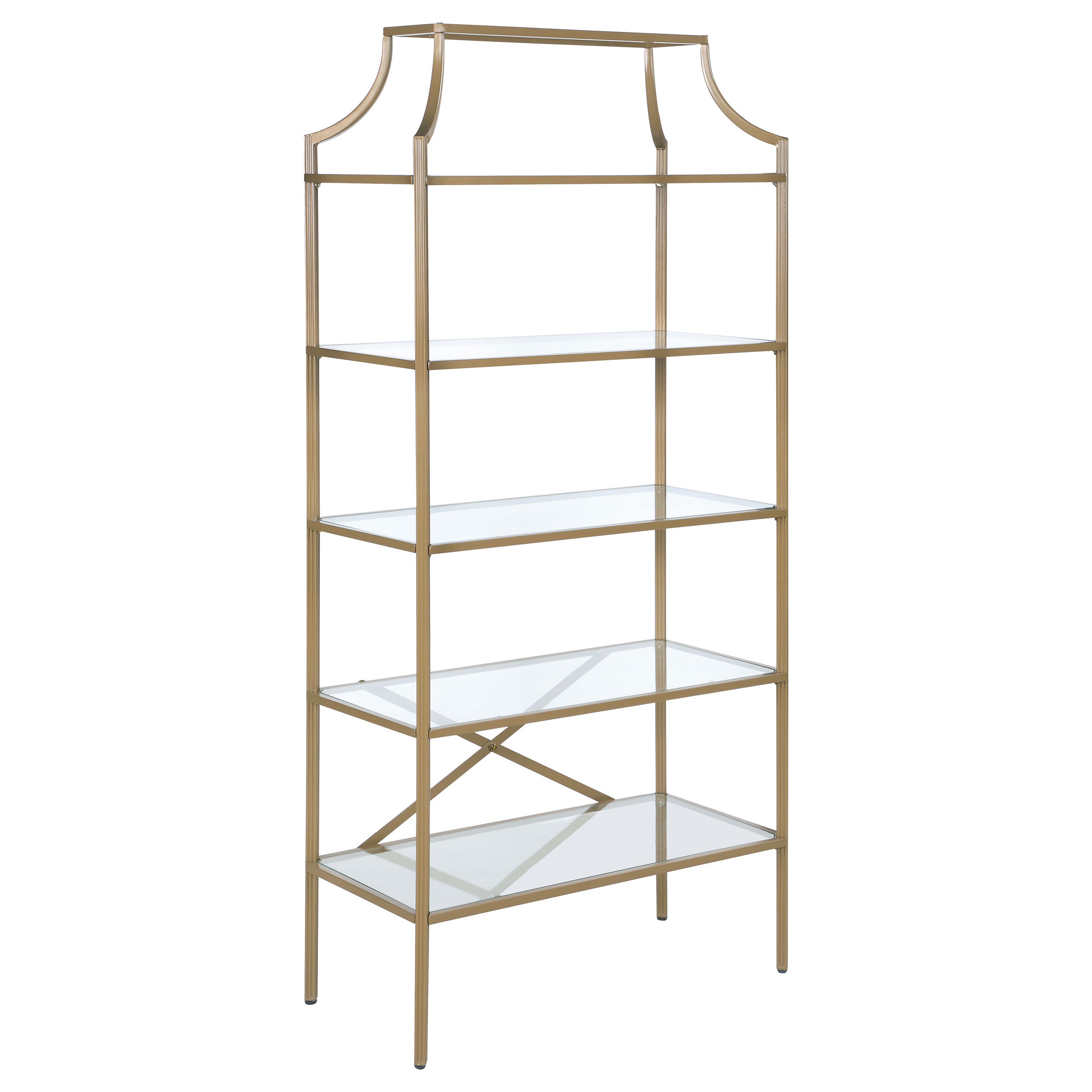 Orleans Furniture - Coaster - Serena 70-inch 5-shelf Glass Bookshelf Gold - 804393
