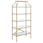 Orleans Furniture - Coaster - Serena 70-inch 5-shelf Glass Bookshelf Gold - 804393