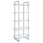 Orleans Furniture - Coaster - Hartford 79-inch 5-shelf Glass Bookshelf Chrome - 805538
