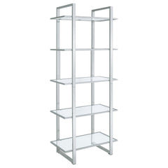 Orleans Furniture - Coaster - Hartford 79-inch 5-shelf Glass Bookshelf Chrome - 805538