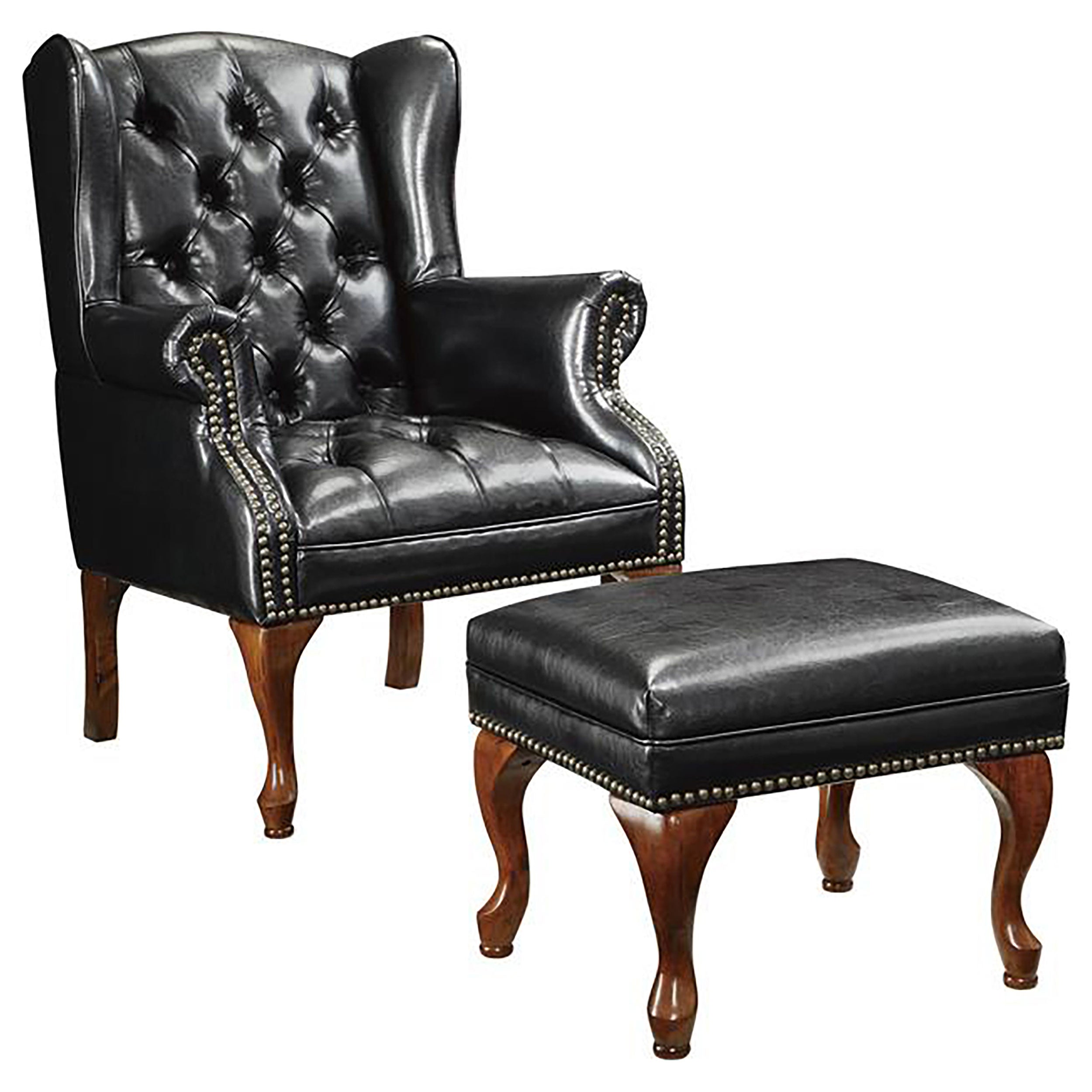 Orleans Furniture - Coaster - Roberts Upholstered Wingback Chair and Ottoman Set Black - 900262