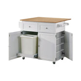 Orleans Furniture - Coaster - Jalen 3-door Mobile Kitchen Cart Natural Brown and White - 900558