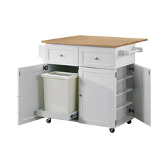 Orleans Furniture - Coaster - Jalen 3-door Mobile Kitchen Cart Natural Brown and White - 900558