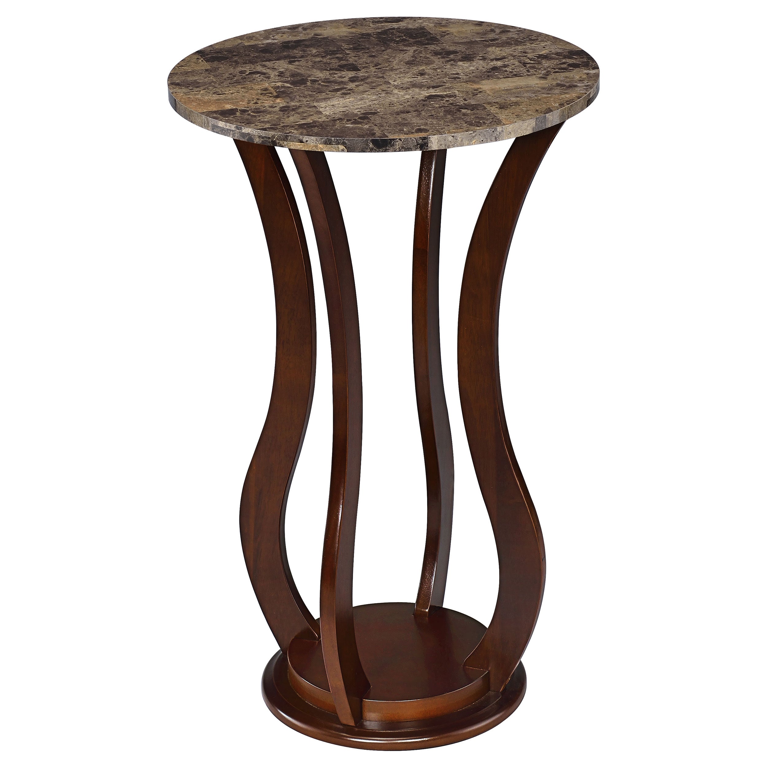 Orleans Furniture - Coaster - Elton Round Faux Marble Top Accent Side Table Brown - 900926