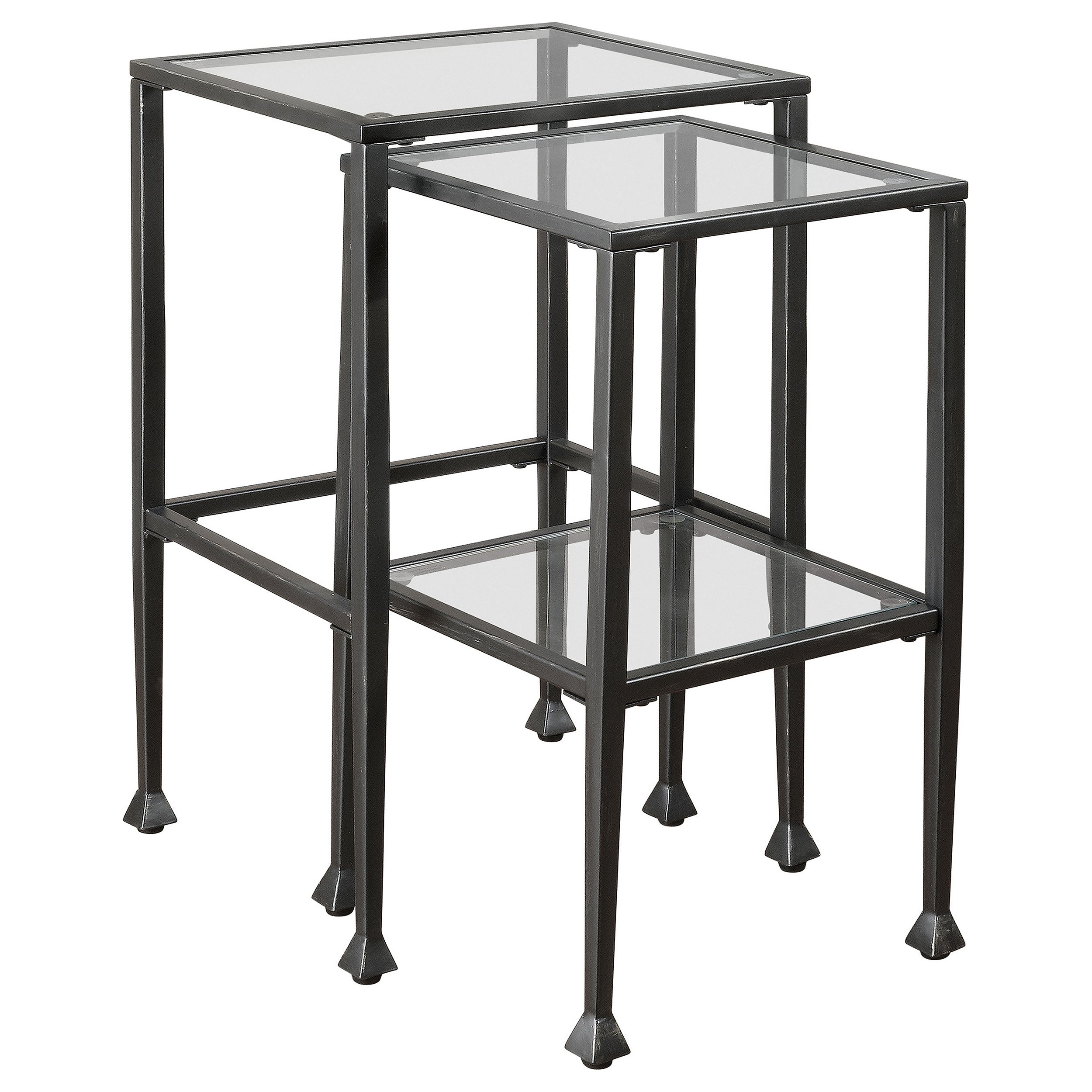 Orleans Furniture - Coaster - Leilani 2-piece Glass Top Nesting Table Set Black - 901073