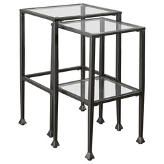 Orleans Furniture - Coaster - Leilani 2-piece Glass Top Nesting Table Set Black - 901073