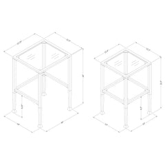 Leilani 2-piece Glass Top Nesting Table Set Black