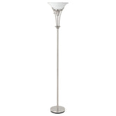Orleans Furniture - Coaster - Archie 71-inch Frosted Torchiere Floor Lamp Brushed Steel - 901193