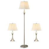 Orleans Furniture - Coaster - Griffin 3-piece Floor and Table Lamp Set Brushed Nickel - 901235