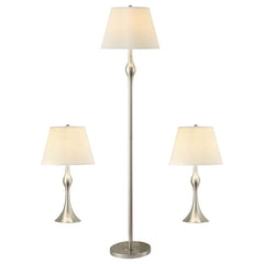 Orleans Furniture - Coaster - Griffin 3-piece Floor and Table Lamp Set Brushed Nickel - 901235