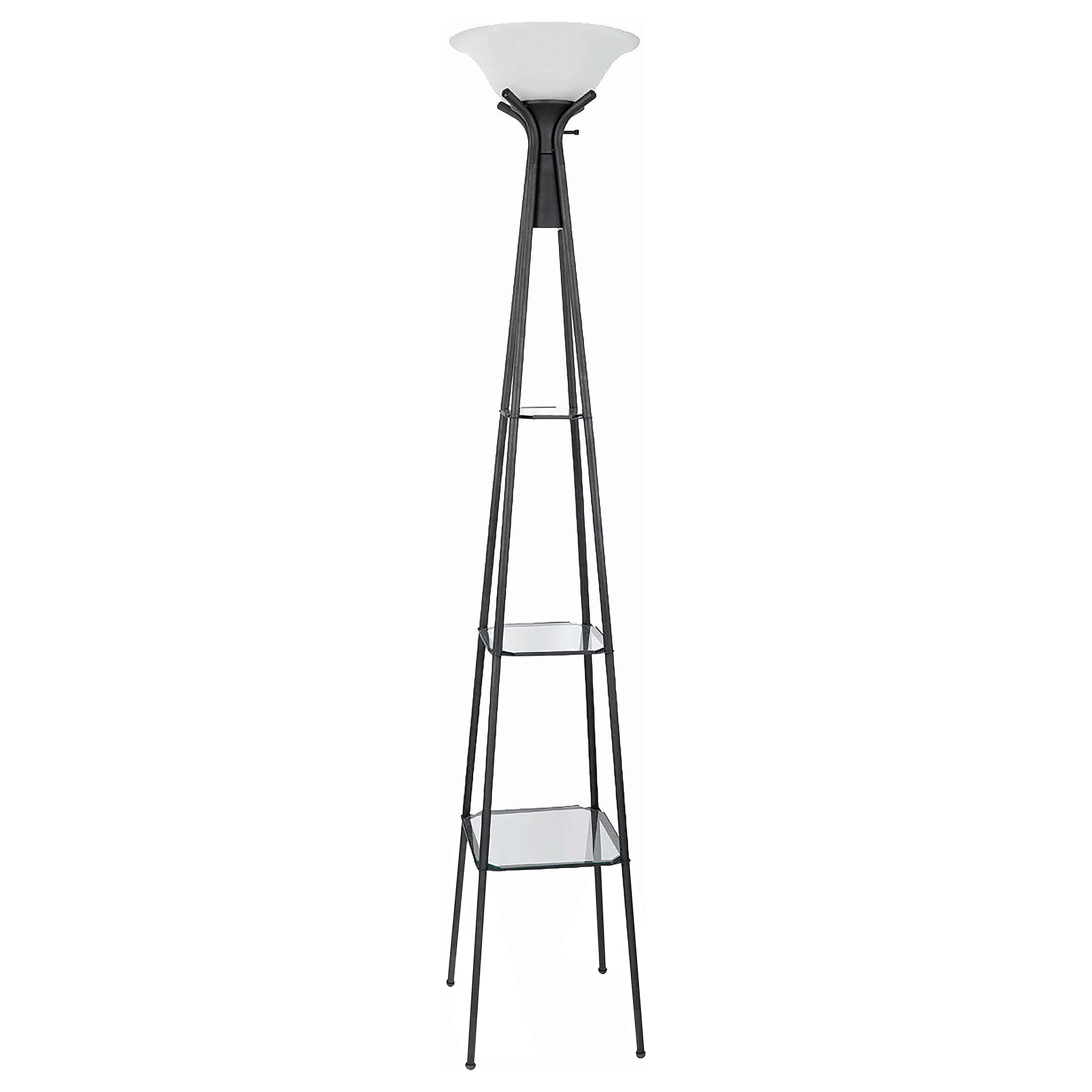 Orleans Furniture - Coaster - Gianni 70-inch 3-shelf Frosted Torchiere Floor Lamp Black - 901420