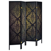 Orleans Furniture - Coaster - Haidera 4-Panel Room Divider Folding Screen Black Damask - 901632