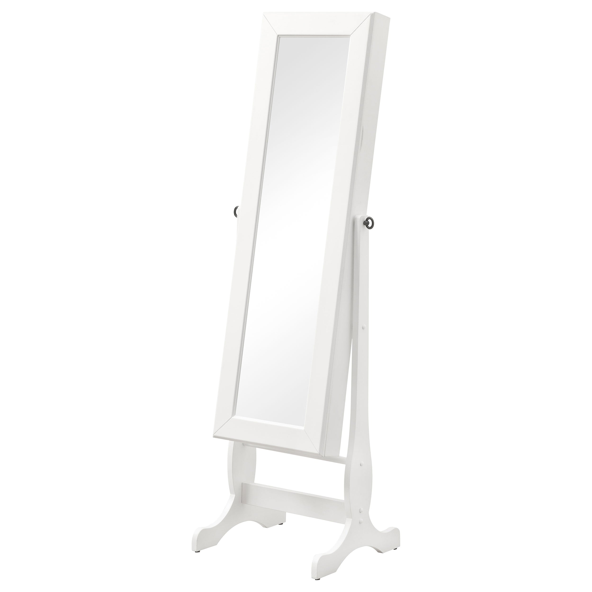 Orleans Furniture - Coaster - Batista Cheval Mirror with Jewelry Storage White - 901804