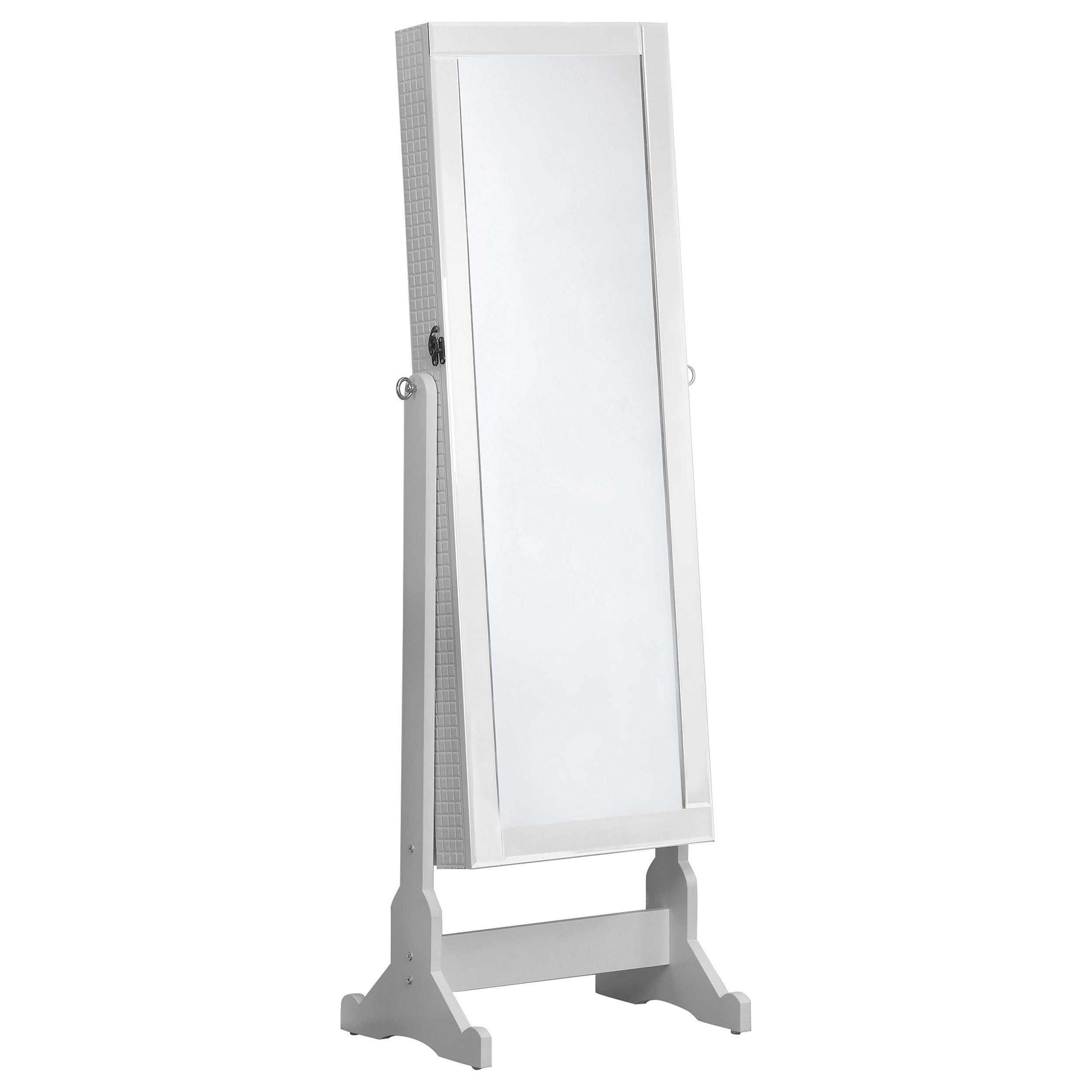 Orleans Furniture - Coaster - Zayas Cheval Mirror with Jewelry Storage White - 901827