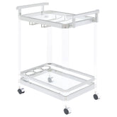 Orleans Furniture - Coaster - Jefferson 2-tier Glass Shelf Acrylic Bar Cart Chrome - 902589