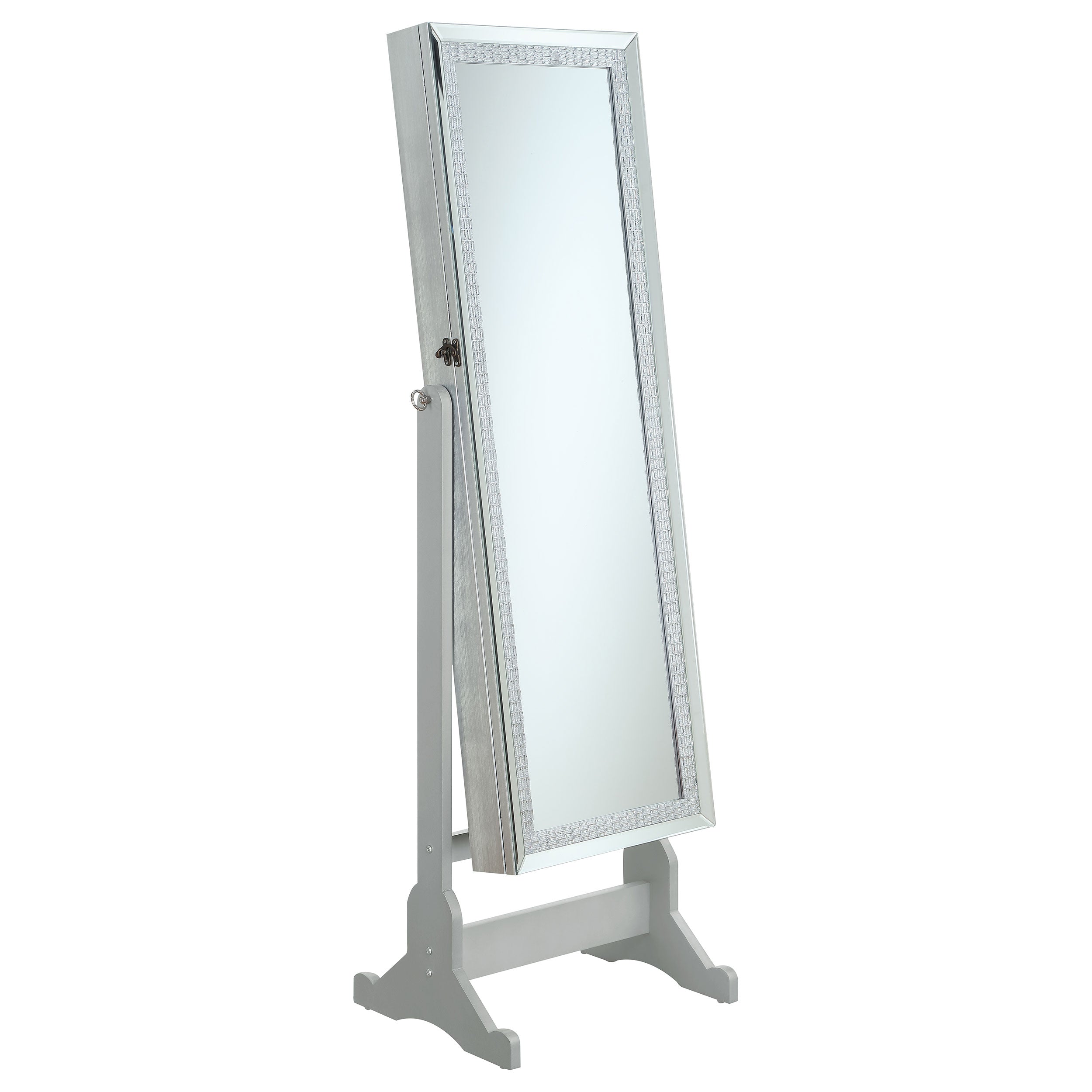 Orleans Furniture - Coaster - Elle Cheval Mirror with Jewelry Storage Silver - 902779