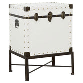 Orleans Furniture - Coaster - Nancy Upholstered Vintage Side Table Storage Trunk White - 902819