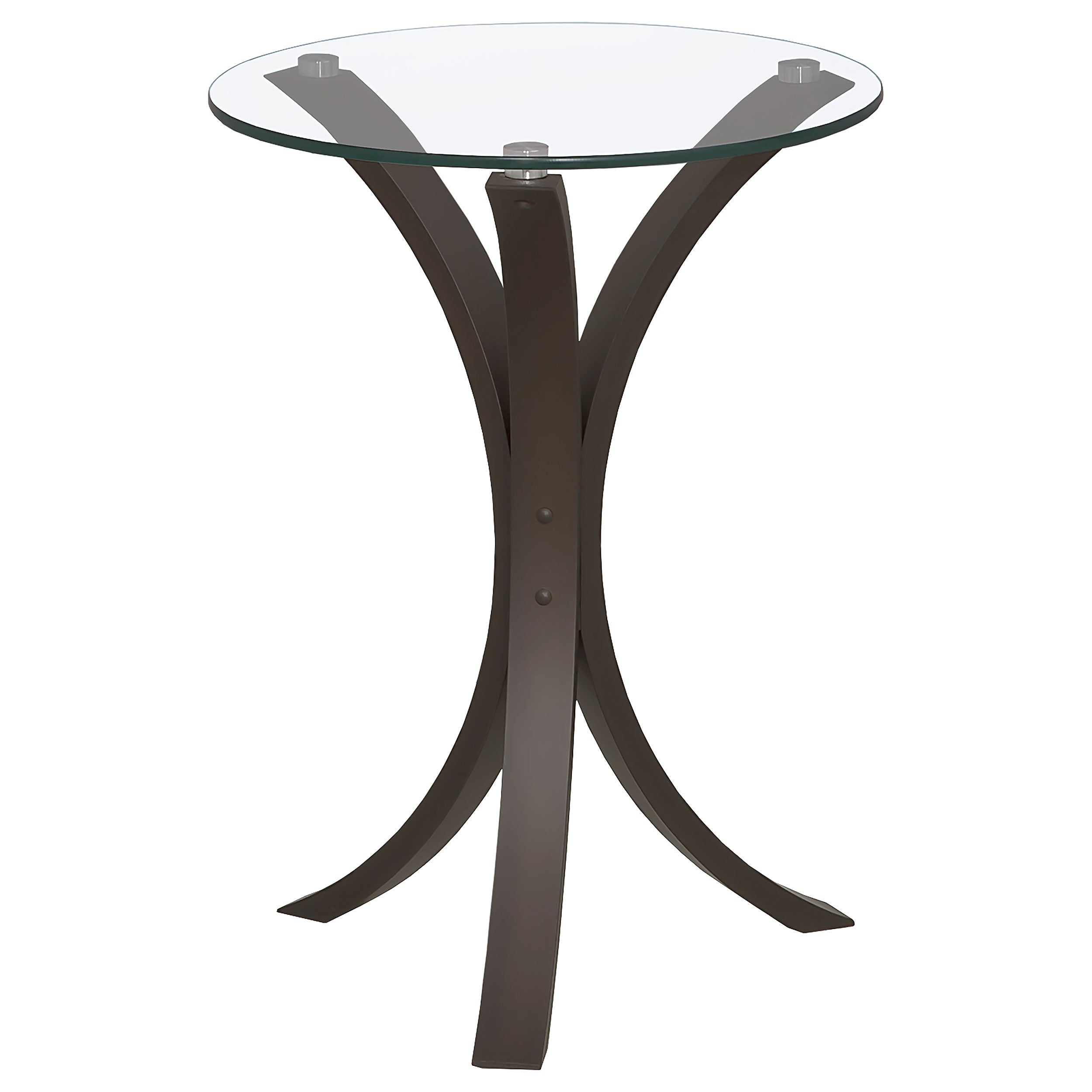 Orleans Furniture - Coaster - Edgar Round Glass Top Accent Side Table Cappuccino - 902867