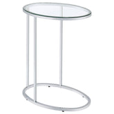 Orleans Furniture - Coaster - Kyle Oval Glass Top C-Shaped Sofa Side Table Chrome - 902927