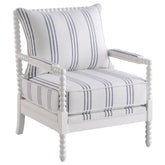 Orleans Furniture - Coaster - Blanchett Upholstered Bobbin Accent Chair White and Navy - 903835
