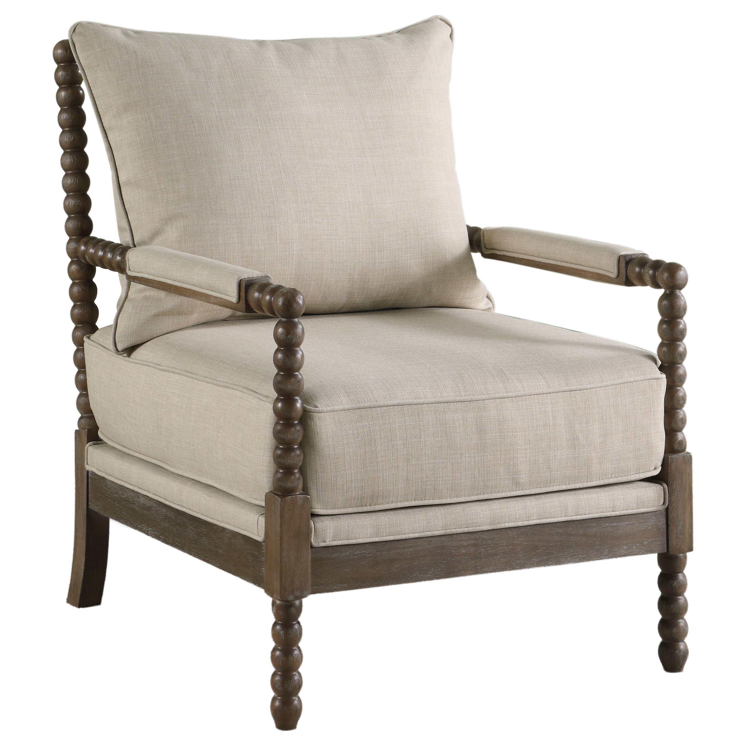 Orleans Furniture - Coaster - Blanchett Upholstered Bobbin Accent Chair Beige and Natural - 905362