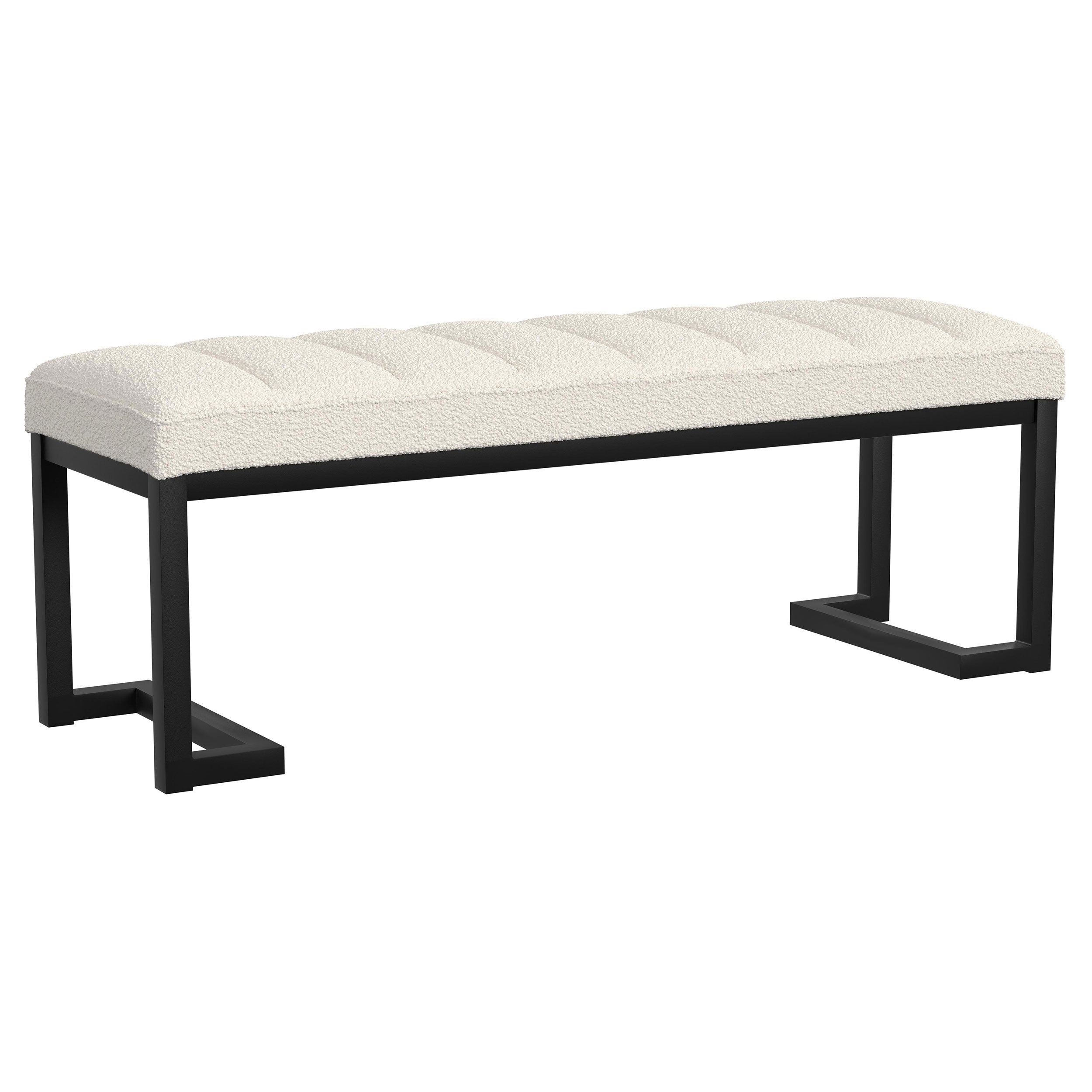 Orleans Furniture - Coaster - Mesa Boucle Upholstered Tufted Accent Bench Vanilla - 907514