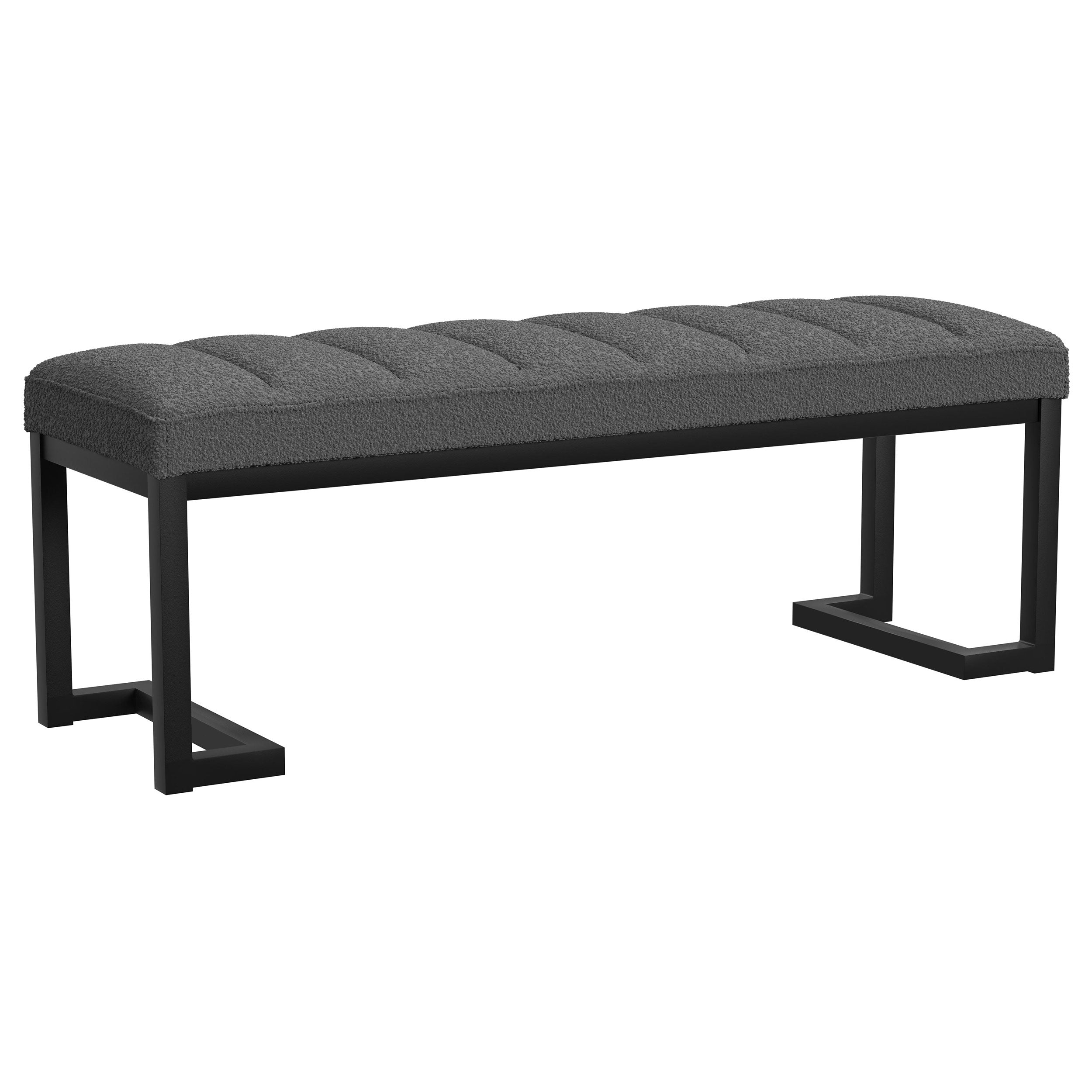 Orleans Furniture - Coaster - Mesa Boucle Upholstered Tufted Accent Bench Charcoal - 907516