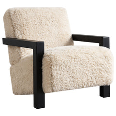 Orleans Furniture - Coaster - Fitzroy Faux Fur Upholstered Chair Solid Wood Arms Latte - 907533